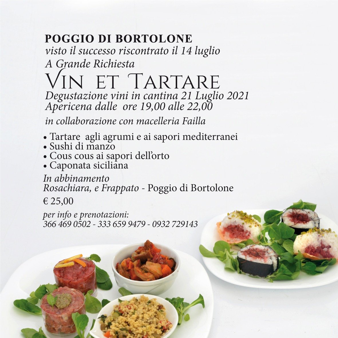 Vin et Tartare 21 luglio 2021A grande richiesta un nuovo appuntamento - Image 2
