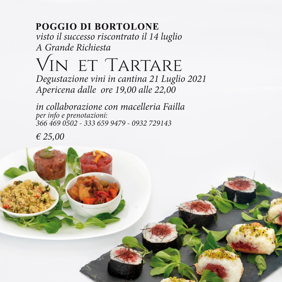 Vin et Tartare 21 luglio 2021A grande richiesta un nuovo appuntamento - Image 3